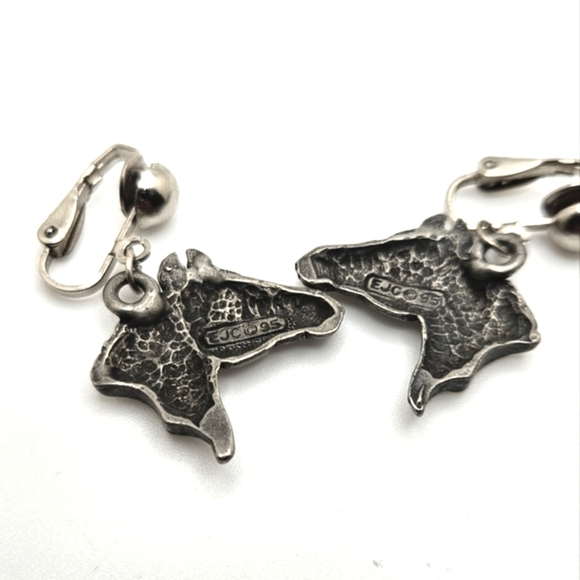 🟢3/$19🟢 Vintage EJCO 1995 Equine Horse Diamond Cut Earrings Silver Pewter - Picture 3 of 6